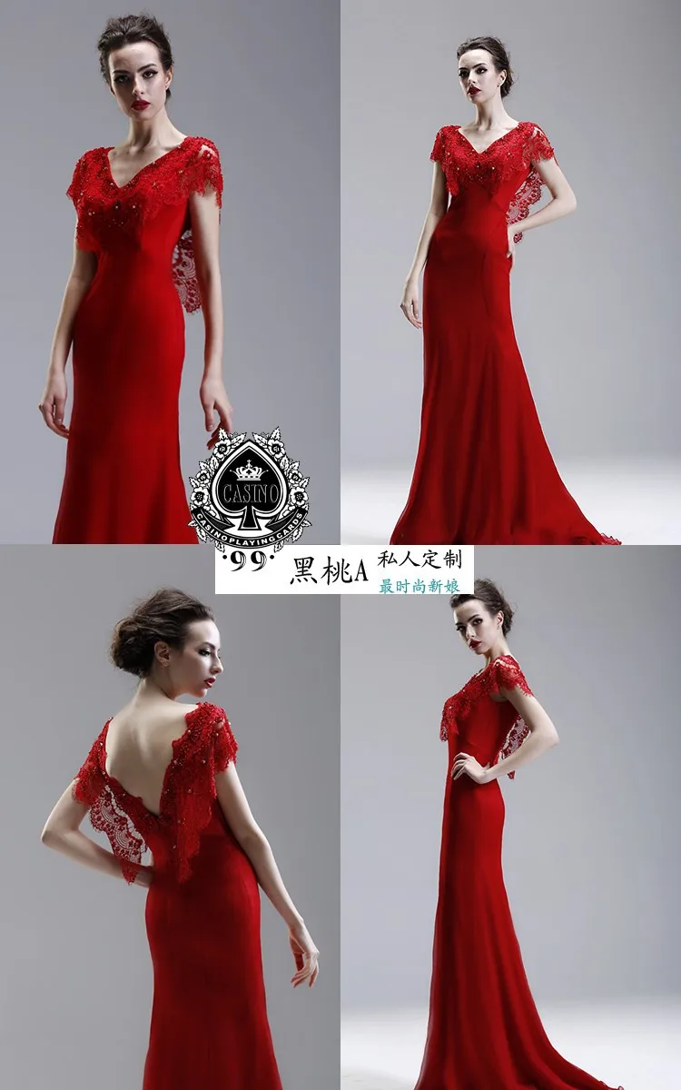 Vestido de festa longo, длина до пола, кружевное, Русалочка,, хит, сексуальное, v-образный вырез, рукав-крылышко, длинное, для выпускного вечера, Вечерние Платья для подружек невесты