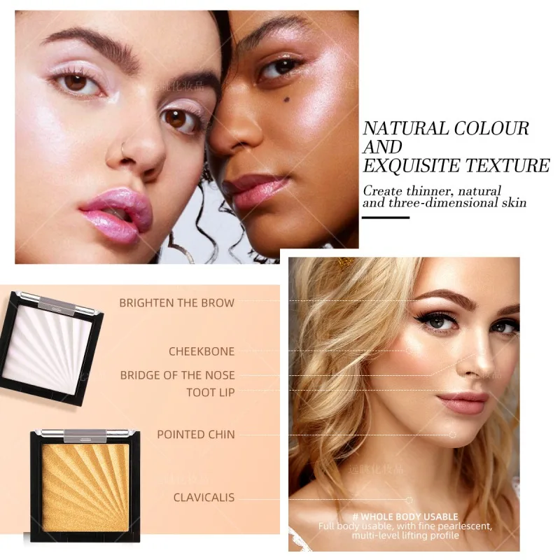 Highlight Powder Brighten Skin Color Long-lasting Shiny Highlighter Powder Cosmetic