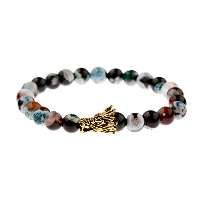 Дракон сплав браслет с бисером для мужчин Pulseira Masculina натуральный камень браслеты Йога ювелирные изделия Прямая поставка - Окраска металла: Style 5