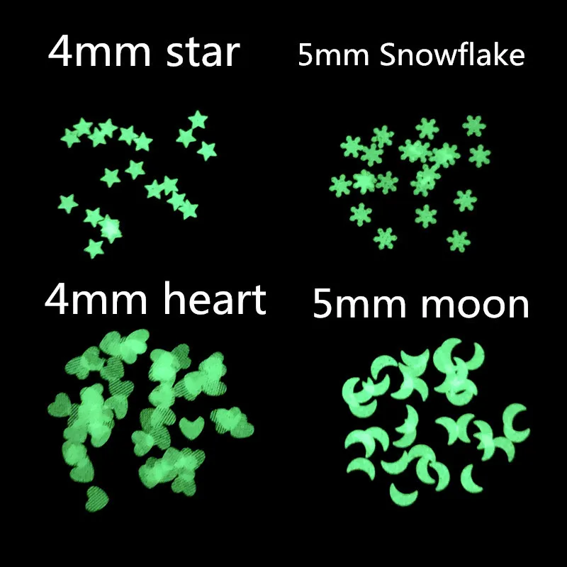 20 г Moon Star Heart PVC свободные светящиеся блестки пайетки для дизайна ногтей