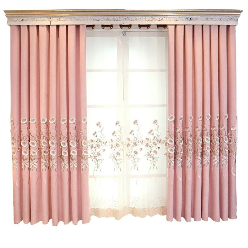 Рельефный скандинавский занавес розовый для девочек комната светоизолирующая штора голубое окно спальня прозрачная ткань слепой индивидуальный заказ M129#40