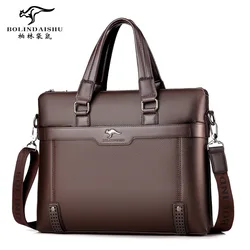 2022 New Men's Laptop Bag Casual Men's Shoulder Messenger Bag Horizontal Business Briefcase Leather Bag Free Shipping