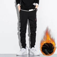 

Winter New Thick Warm Black Joggers Harem Fleece Jeans Large Size Korean Stretch Cotton Black Denim Joggers Baggy Thermal Jean