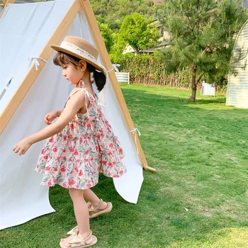 

2020 summer new baby girls dress children Korean flower short sleeve dress