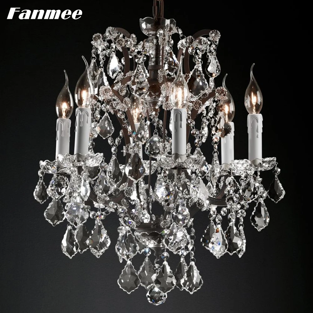 19th C. Круглая железная и Хрустальная люстра Rococo винтажный светодиодный