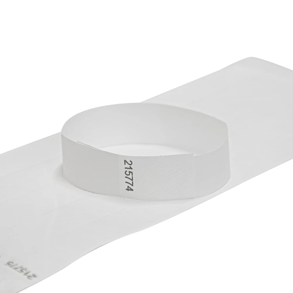 Solid NEW White Color 3/4 inch Tyvek Wristbands with Series Numbers, ID Wristbands for Party Events, 500 Pieces