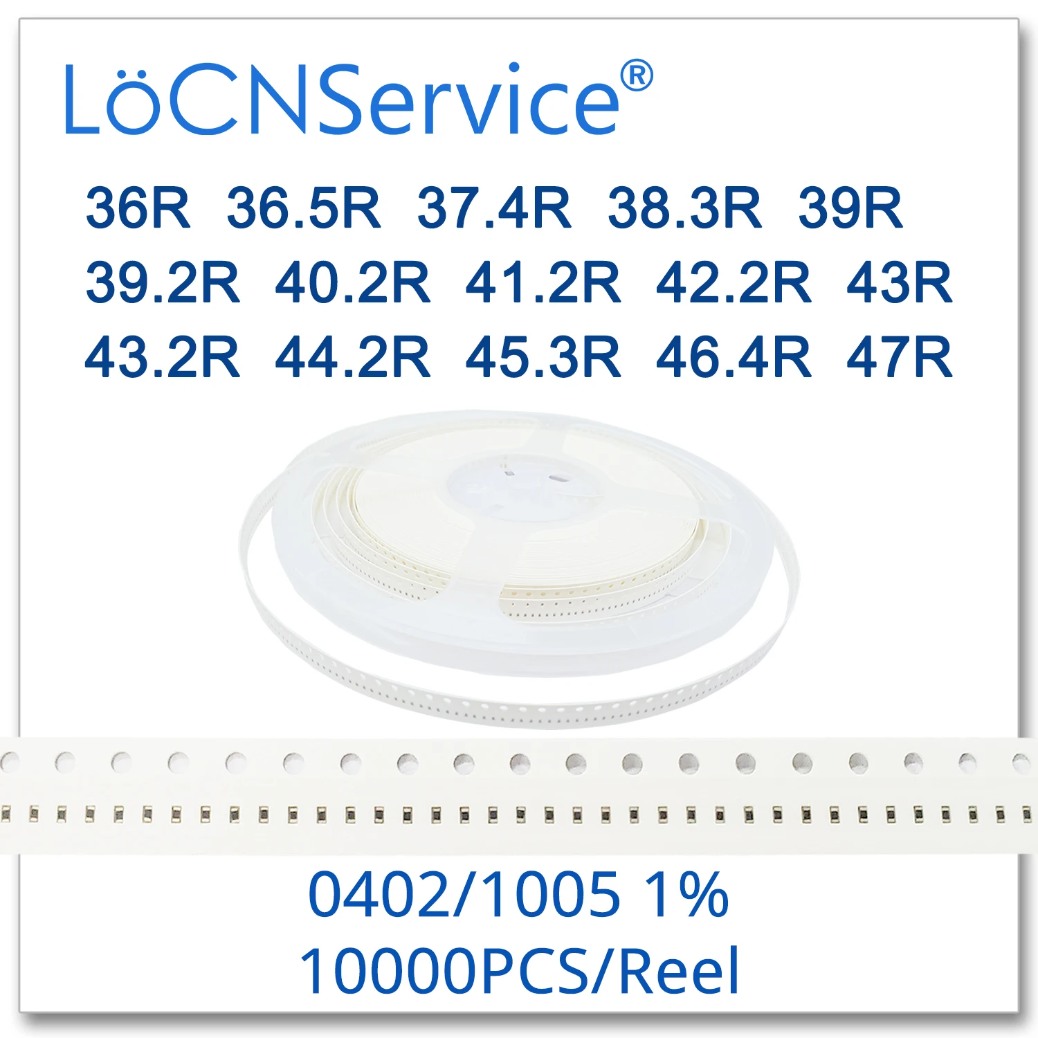 LoCNService 0402 1% 10000 шт. 36R 36.3R 37.4R 38.3R 39R 39.2R 40.2R 41.2R 42.2R 43R 43.2R 45.0r 45 3r 46.4R 47R 1005 резистор Ом |