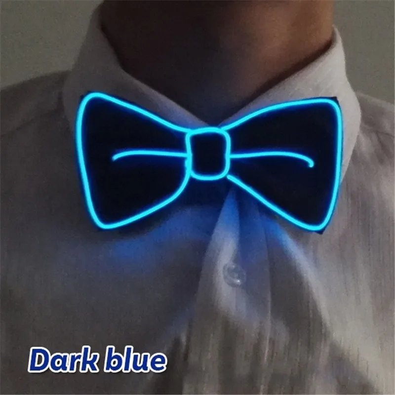 deep blue Модный мужской светодиодный галстук-бабочка, идеально подходит для рождества, Хэллоуина, Нового года, светящийся Неоновый мигающий музыкальный фестивальный рейв Вечерние - Цвет: deep blue