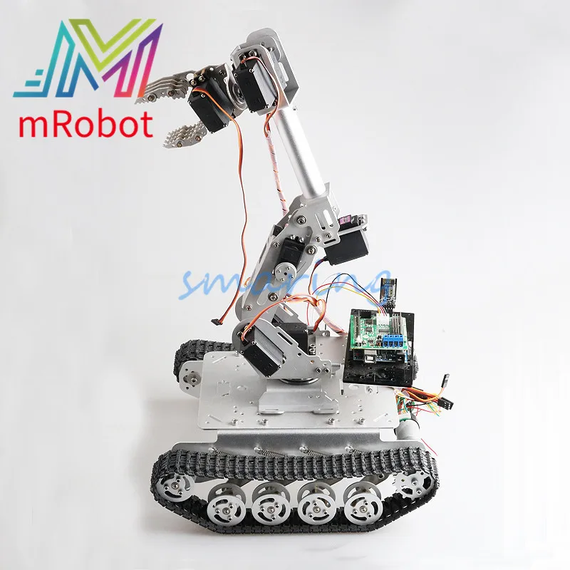 Smart Robot with 8 DOF Mechanical Arm Shock Absorber Tank Chassis for Grabbing Transport DIY Educational Project