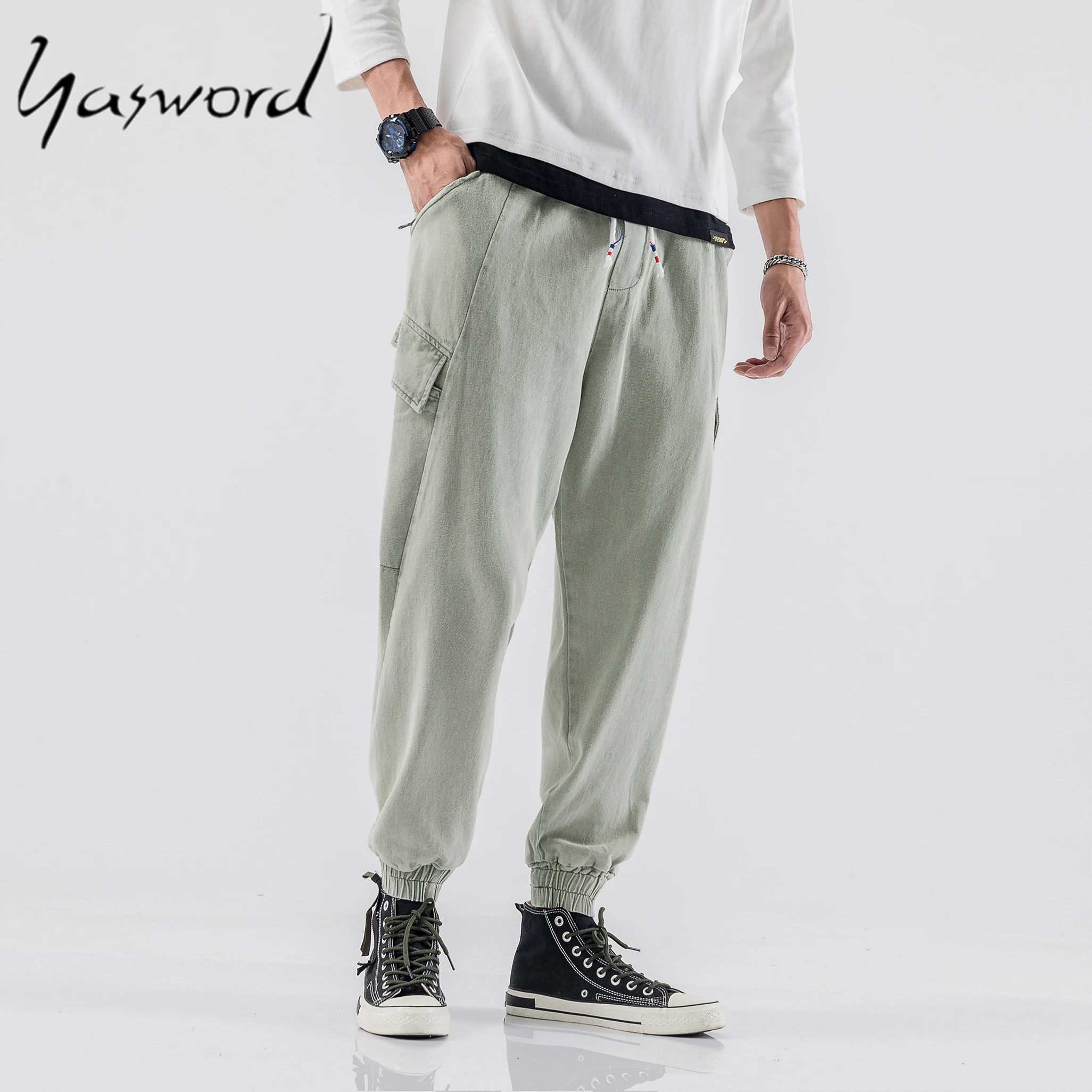 

Yasword Cotton Cargo Pants Men Pockets Patchwork Casual Jogger Fashion Tactical Trousers Harajuku Streetwear Overalls Sweatpants