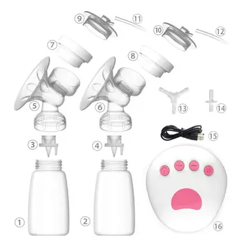 

Electric Double Breast Pump Kit with 2 Milk Bottles Baby Breastfeeding Assistant Powerful Breast Pumps Baby Breast Feeding