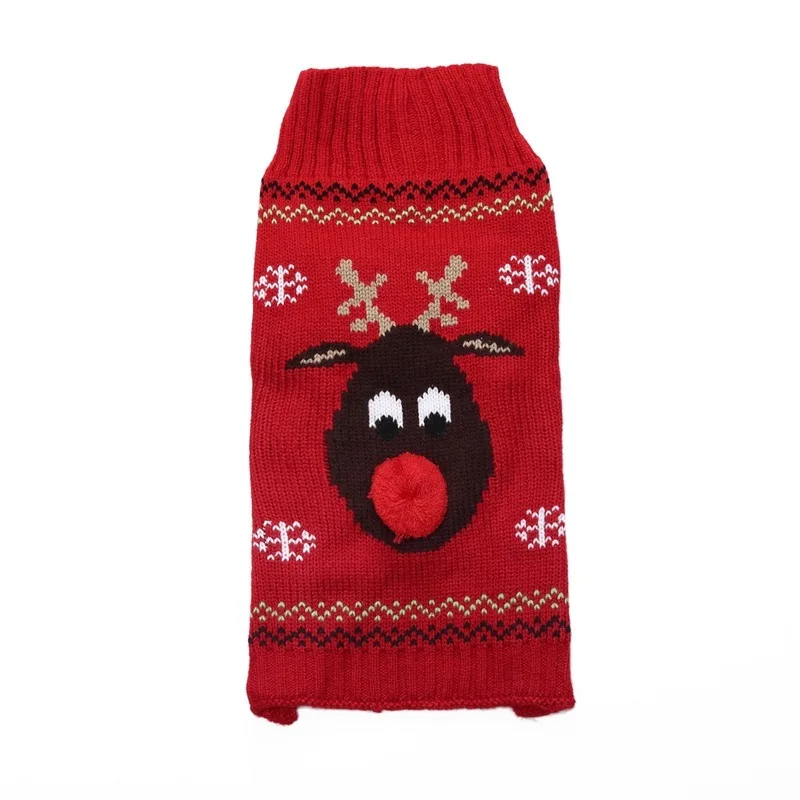 Benepaw Warm Knitted Dog Christmas Sweater Winter Cartoon Reindeer Chihuahua Pet Clothes For Small Medium Dogs Clothing - Цвет: Красный