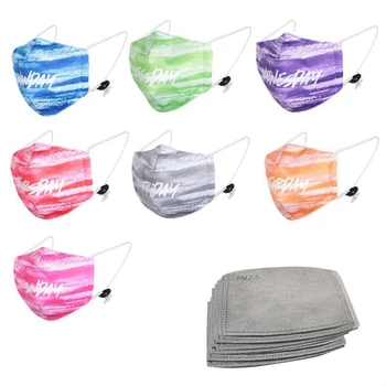 

7PCs Adult Printed Mouth Masks Washable Anti-spray Masks Breathable Outdoor Face Masks has 5 Layer Filter