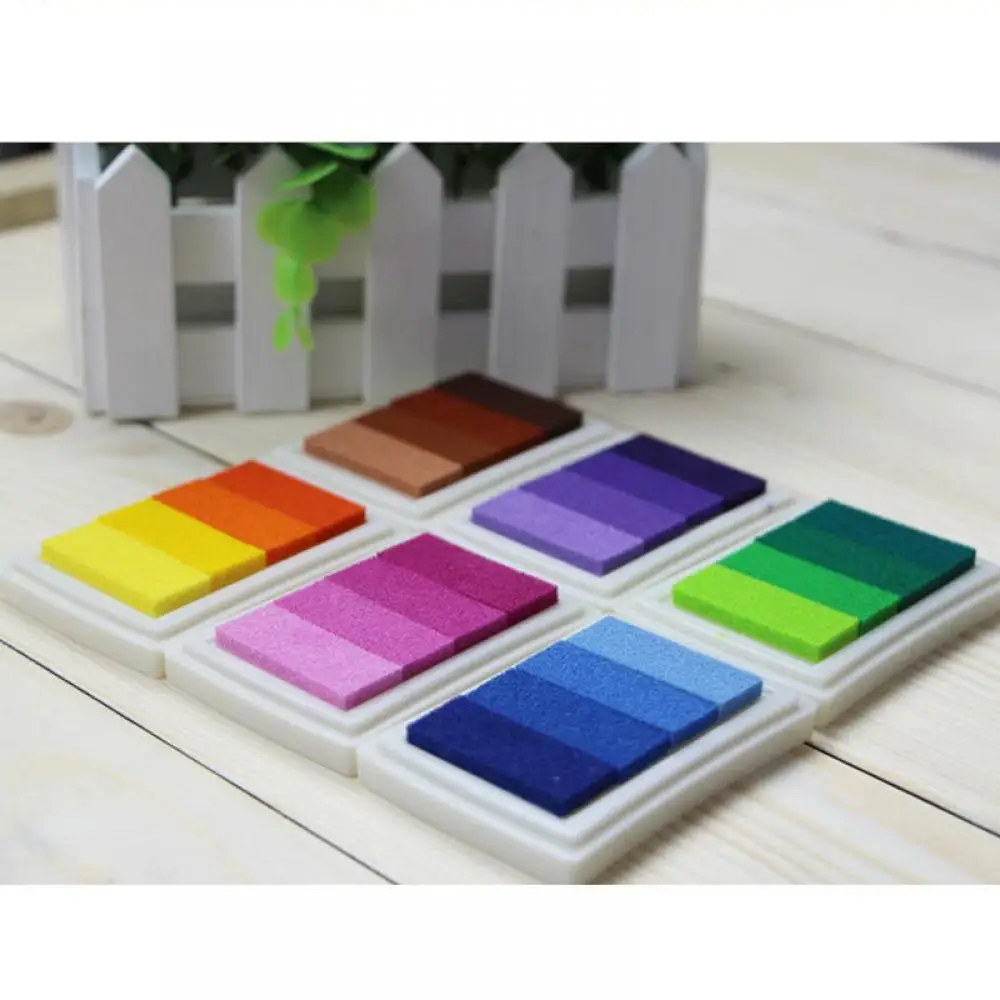 

1PC Non-Toxic Gradient Color Ink Pad Inkpad Rubber Stamp Oil Based Finger Print Nice Gift for Children Stamp DIY Art 2019 New