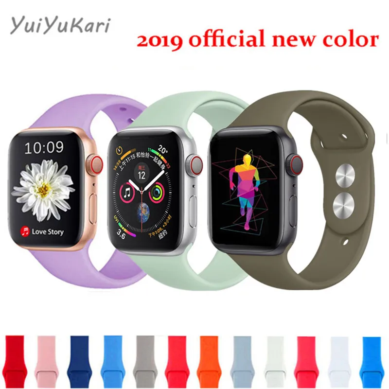 Новые спортивные силиконовые часы для apple watch band 4 44 мм 40 (iwatch 5) 3 2 1 42 38 аксессуары