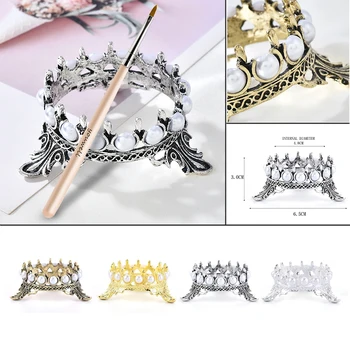 

2020 New Pearls Vintage Crown Design Stand Pen Holder Ongle Nails Accessories Nail Supplies Nail Art Brush Rack Manicure Tool