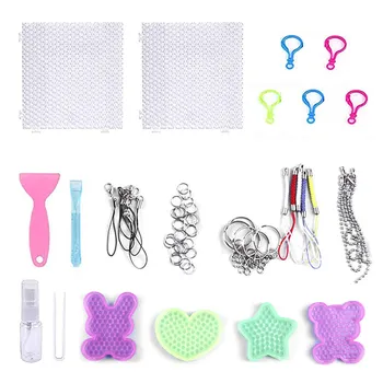 

Fuse Beads Tools Kit with Pegboards Templates Tweezers Spray Bottle Bead Pens and Keychain Accessories for Kids Adults DIY Craft