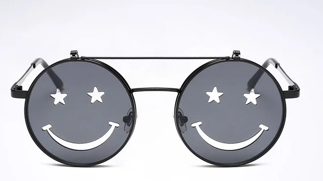 fashion new clamshell smiley sunglasses ladies punk retro cool fashion funny sunglasses men square sunglasses Sunglasses