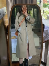 

Office Lady Long Trench Women Lapel Single Breasted Casual Commute Coats Spring Autumn Fashion Outwears Simple Solids Jackets