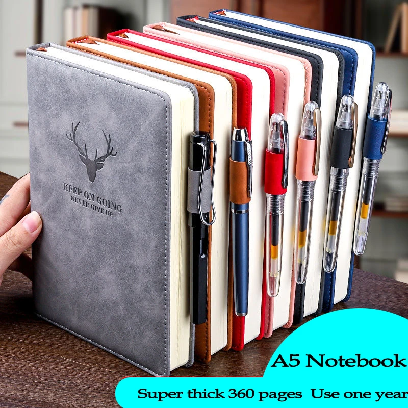 2021 Agenda 360 Pages Super Thick Leather A5 Journal Notebook Daily Business Office Work Notebooks Notepad Diary School
