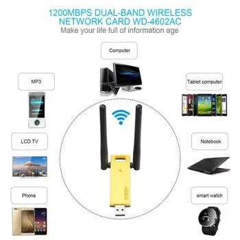 

Wireless USB Adapter 1200mbps Dual Band 5Ghz 2.4Ghz Adapter 802.11ac RTL8812AU Chipset Aerial Dongle Mini USB Network Card