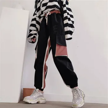 

Cotton Loose Cargo Pants Women Elastic High Waist Pantalon Cargo Femme Black Oversized Trousers Women Streetwear Autumn Pants
