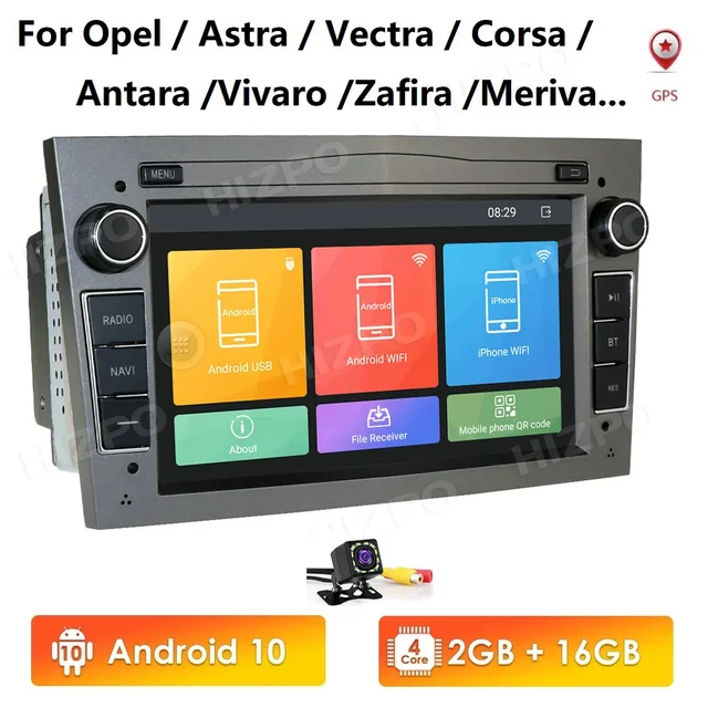 2 Din Android 10 NODVD Radio Estéreo reproductor para Opel Astra H G J Vectra Antara Zafira Corsa Vivaro Meriva Veda GPS MirrorLink