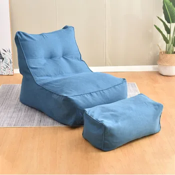 

Soft Protective Lounger Seat Washable All Seasons Bean Bag Pedal Slipcover Bedroom Lazy Sofa Cover Solid Pouf Home Living Room
