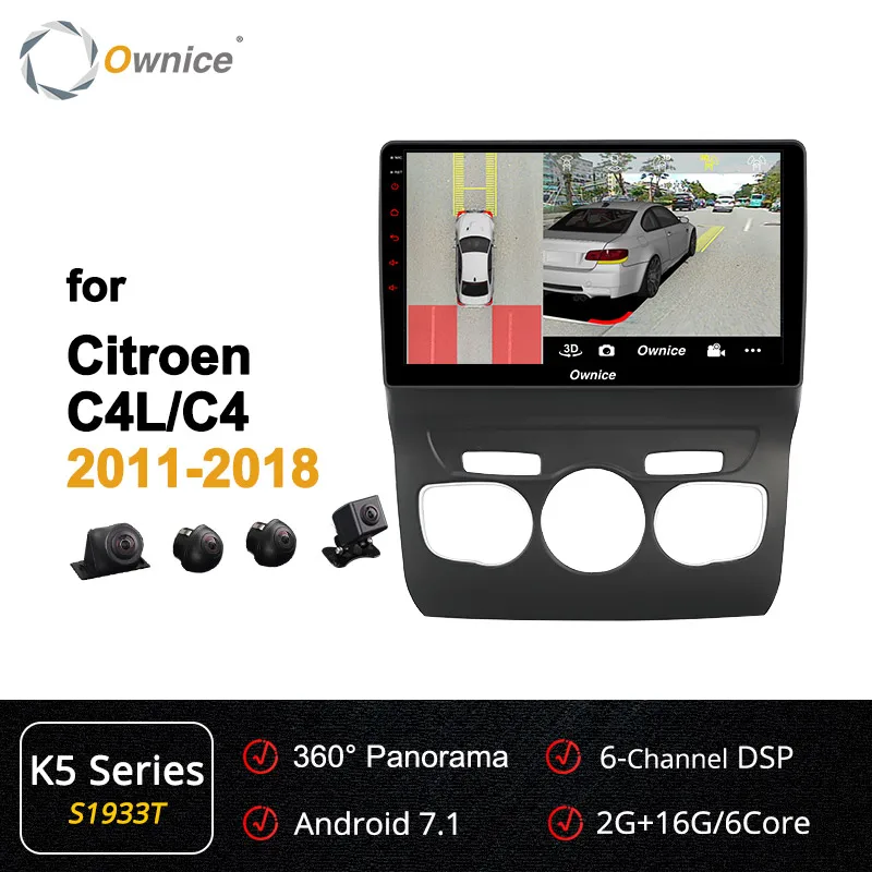 S1933 K5 Ownice k3 k5 k6 Android 9,0 Автомобильный gps Navi плеер стерео для Citroen C4 C4L 2011- Восьмиядерный радио головное устройство 4G LTE DSP SPDIF - Цвет: S1933 K5