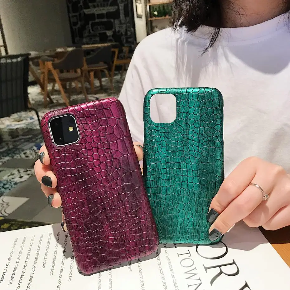 

Business Crocodile pattern Phone Cover Case For Iphone X 11 pro Xs Max Xr 10 8 7 6 6s Plus Luxury pu leather Couple Coque Fundas