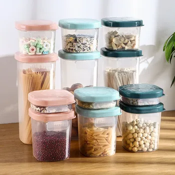 

Moisture-proof Transparent Cereal Dispenser Dried Fruit Storage Boxes 4 PCS/Lot Home Organizer Hung Snack Plastic Jar With Lids