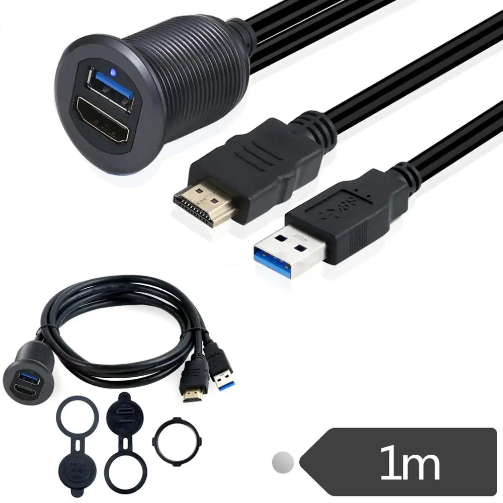 Алюминиевый сплав USB& HDMI заподлицо с светодиодный светильник AUX расширение приборной панели водонепроницаемый автомобильный кабель для скрытого монтажа для автомобиля Ван лодок