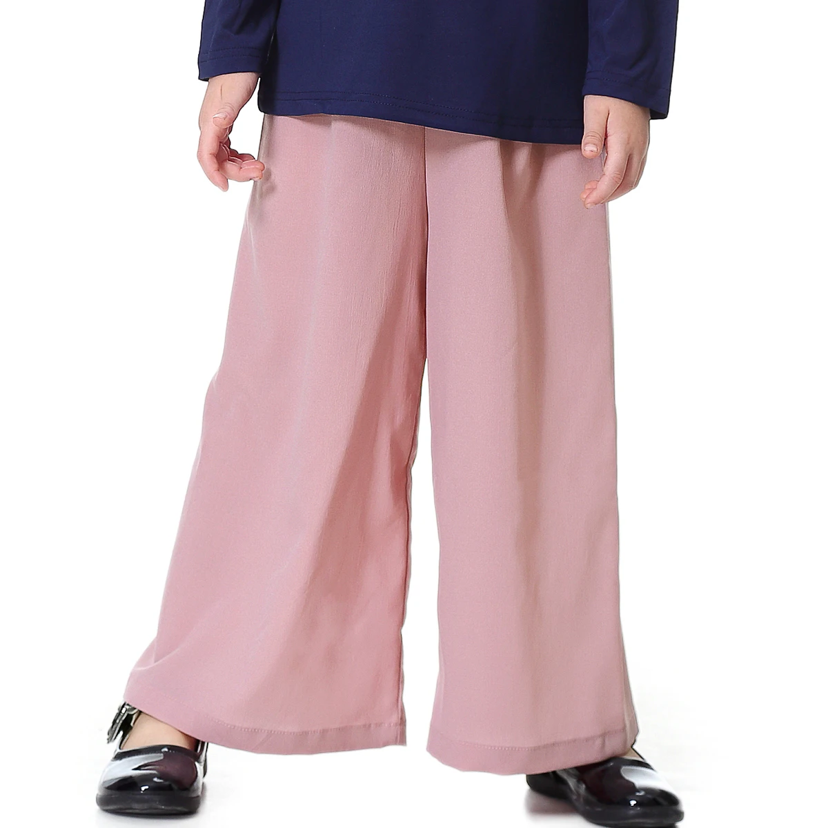 Kids Girls Sreaight Pants Wide Leg Pants Elastic High Waist Loose Trousers Slack