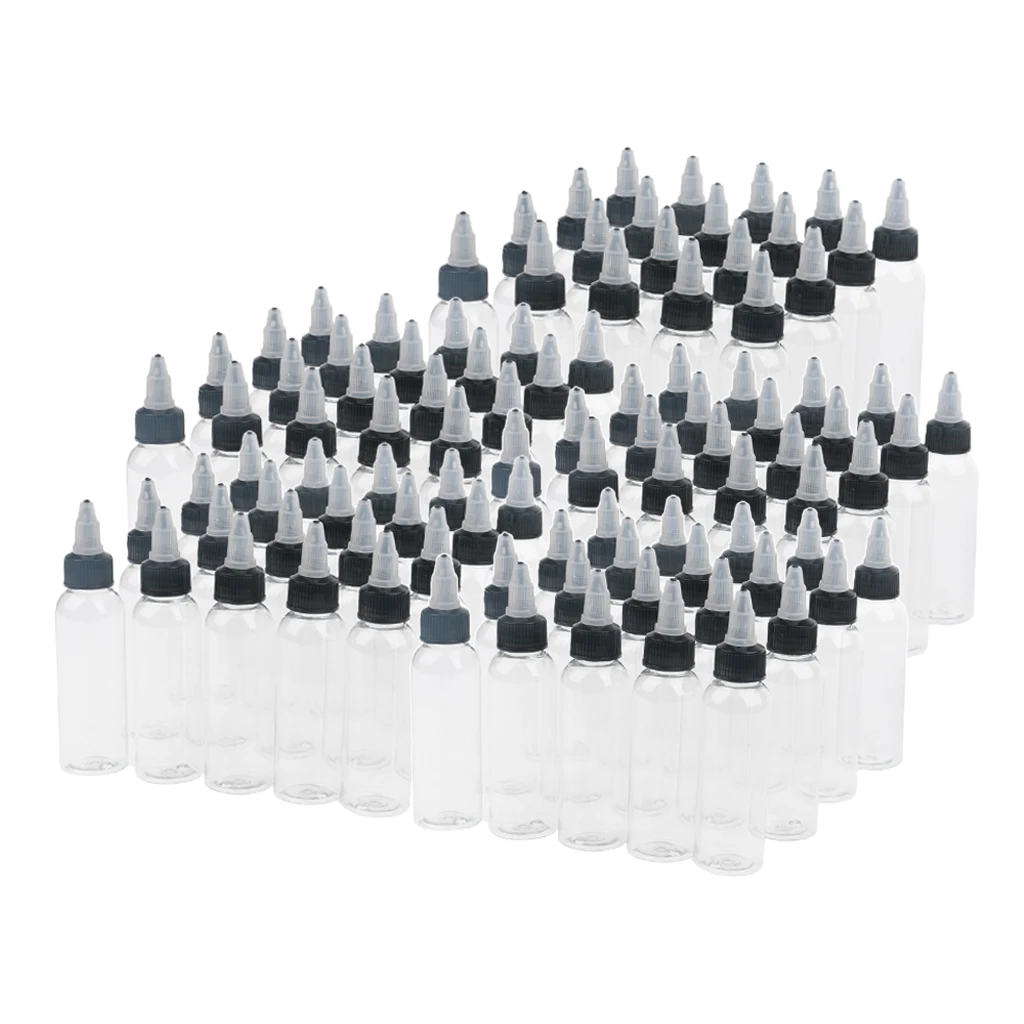 100pcs Empty Liquid Squeeze Bottle With  Top Cap Tip Applicators 30ml