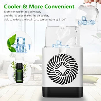 

Portable USB Home Mini Air Conditioner Air Cooler 7 Colors LED Personal Space Cooler Fan Air Cooling Fan Rechargeable Fan Desk