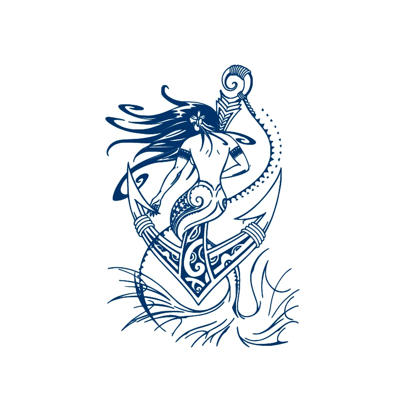 Meerjungfrau/Delfin/Adler/Ochsenhorn-Fee, hält 15 Tage, wasserfeste temporäre Tattoos für Männer, Flash-Tattoo, temporäres Fake-Tattoo – Detail 7