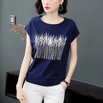 

Summer Short Sleeve Tshirts Women's tops Tees 2020 New Loose-fitting Cotton T-shirts Plus Size Printing Loose Tshirt M 3XL
