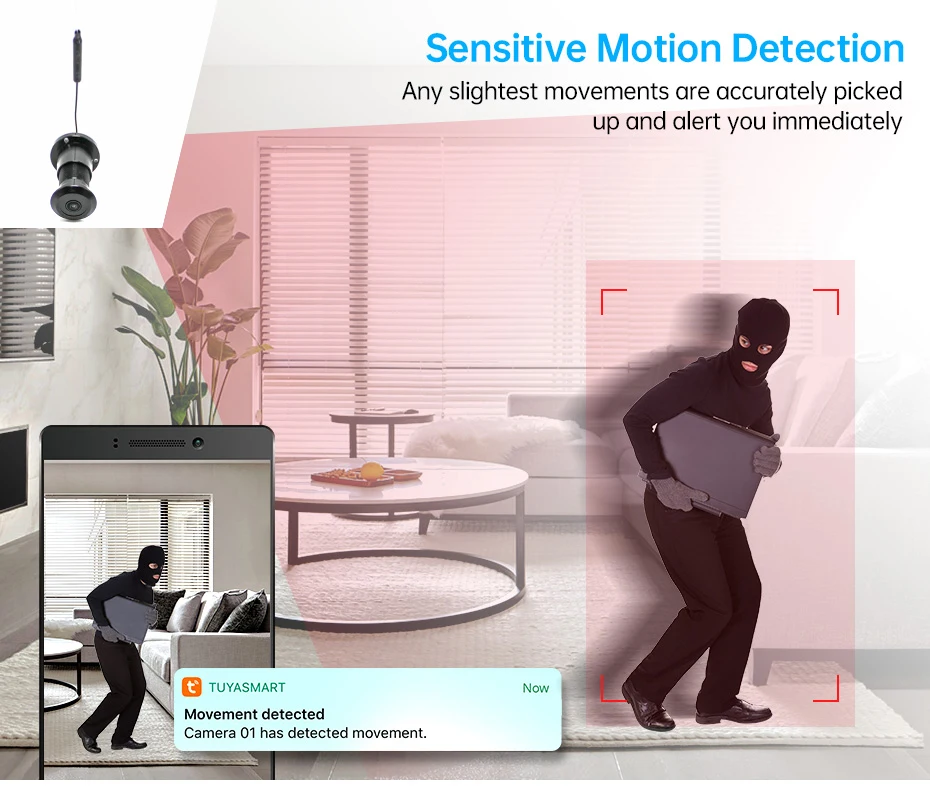 التطبيق يرسل تنبيه كشف حركة إلى الهاتف الذكي