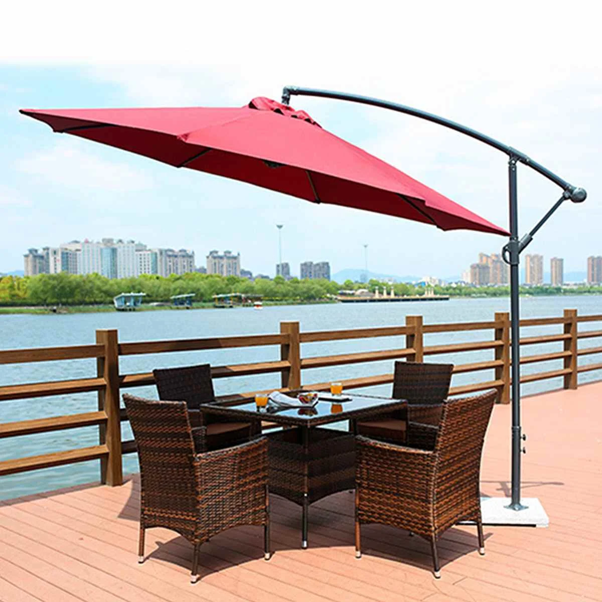 Costway 10 Hanging Umbrella Patio Sun Shade Offset Outdoor Market Cro Global Shop