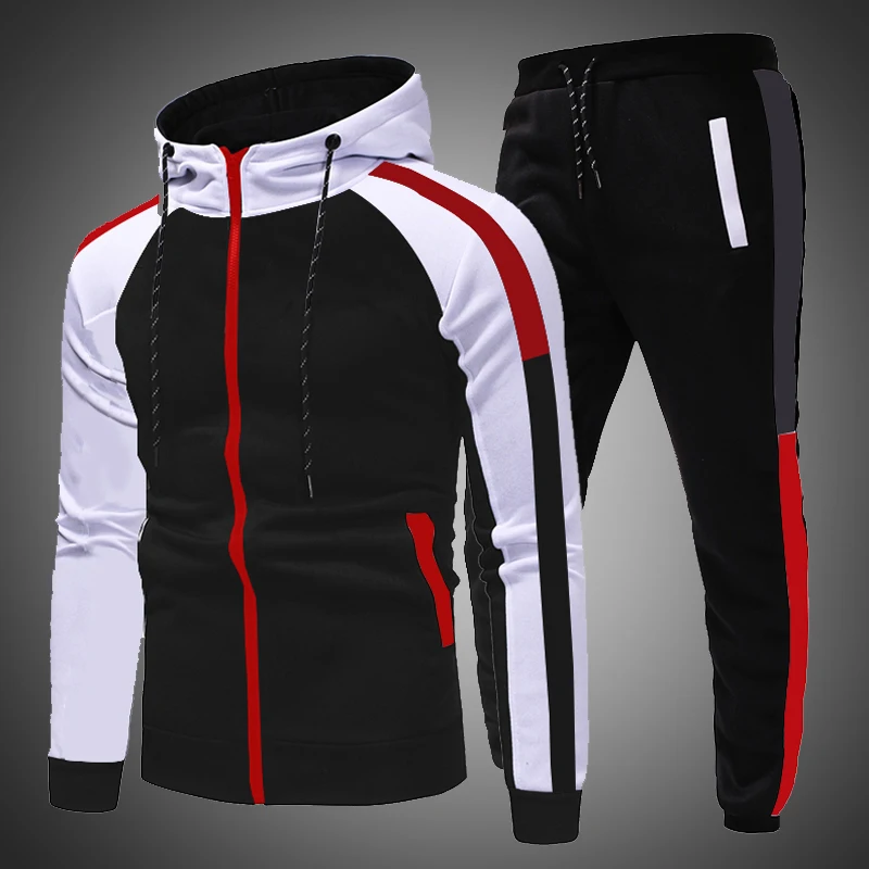 Sportswear Tracksuit-Pants Outfits Jogging-Suit Sweatsuit Loose Running Winter Men 2pcs