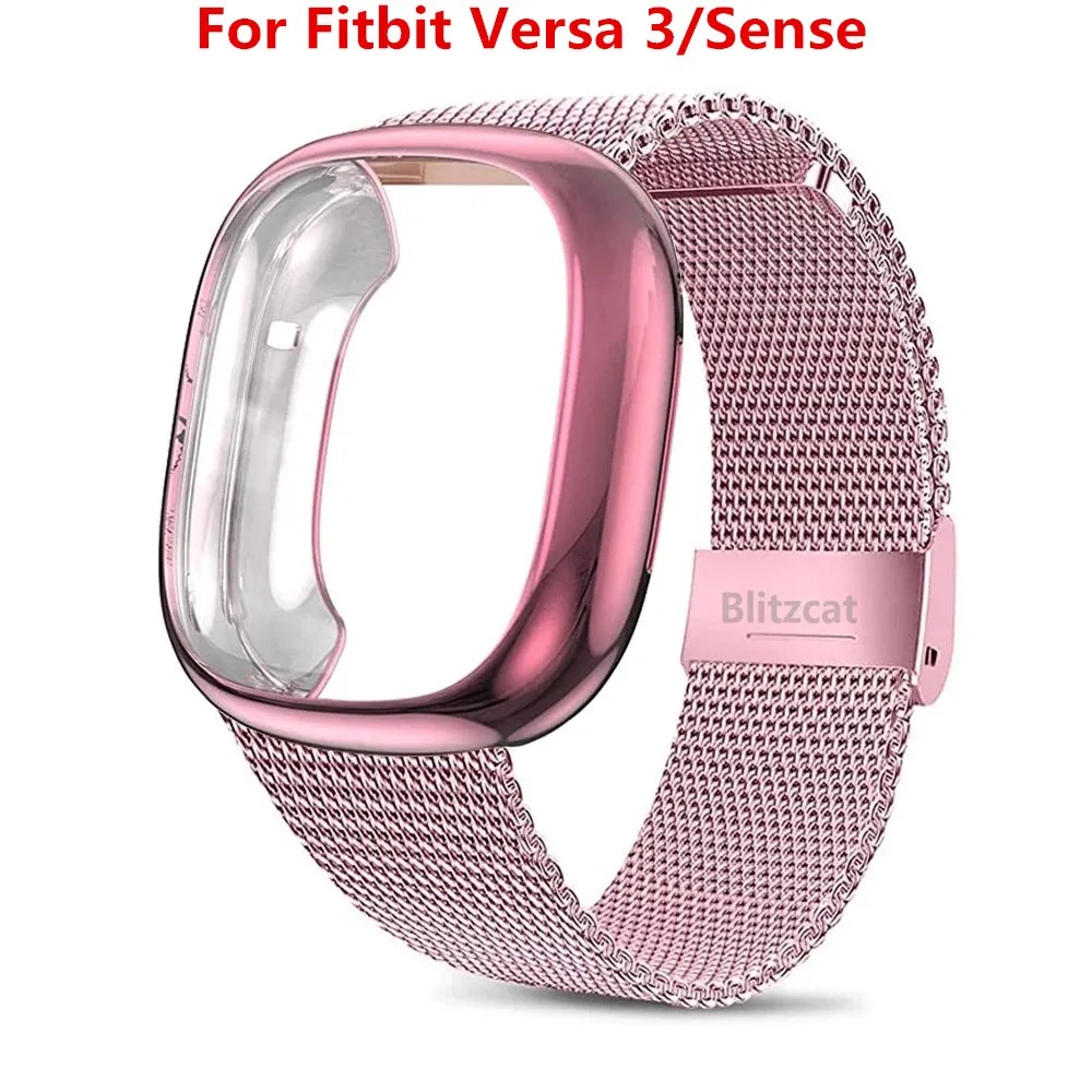 Браслет Fitbit Versa 2 3 Band Sense Lite с защитой экрана чехол из ТПУ бампер металлический