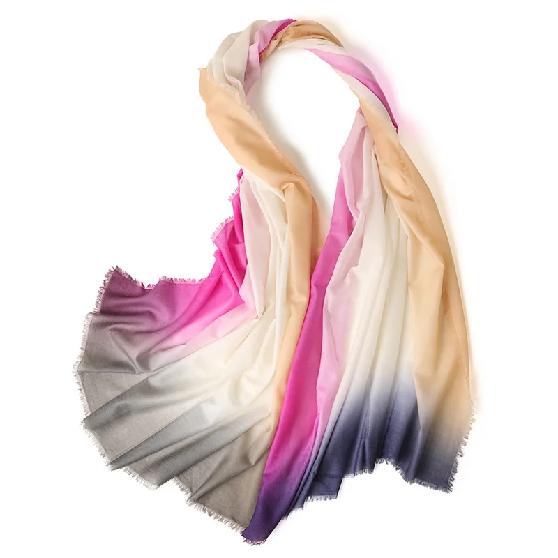 new wool multicolor gradient thin section women's shawl scarf dual purpose