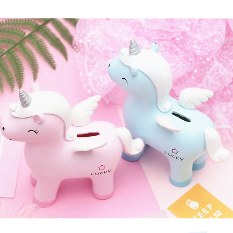 Creative Design Wedding Gift Resin Unicorn Piggy Bank Money Saving Box Gift For Kids tirelire licorne копилка единорог spardose