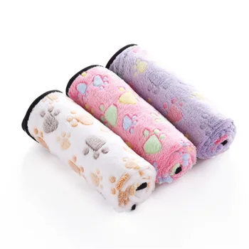 

Washable Fluffy Fleece Bed Blanket for Cats Winter Dog Sleeping Mat Paws Printed Pet Products