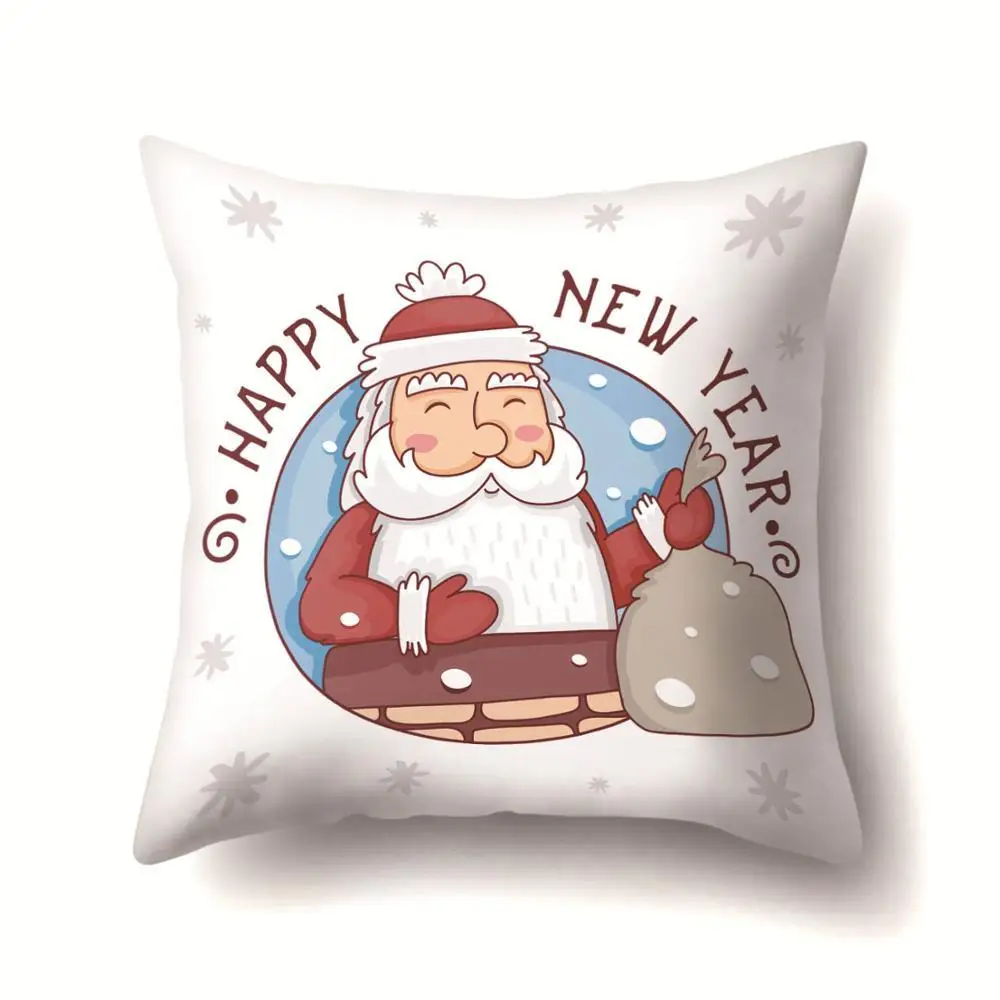 2BZ-40543-281 1Pcs Santa Pattern Christmas Cushion Cover 45*45 Decorative Throw Pillow Xmas New Year Home Decor Polyester Pillowcase 40543 - Цвет: 2BZ-40543-281