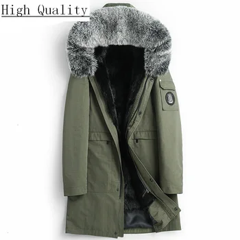 

Real Fur Parka Long Coat Winter Jacket for Men Mink Fur Liner Fox Fur Collar Plus Size Parkas Mink Jacket BL188 KJ1552