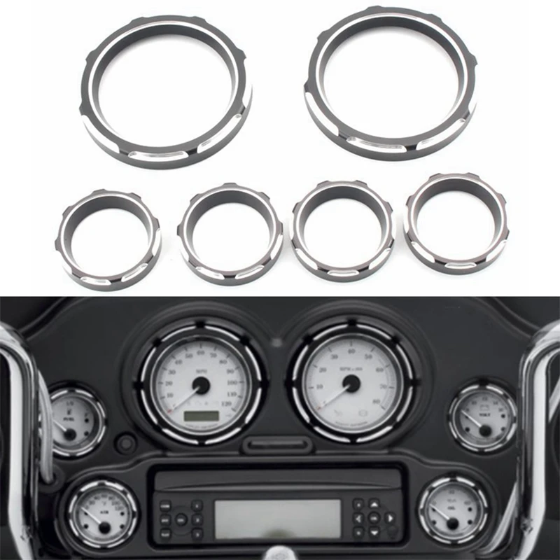 Motorcycle Instrument Cover Board 4 Inch Speedometer 2 Inch Gauge Burst Bezel Kit for Touring Road Glide Street Glide 1996-2013