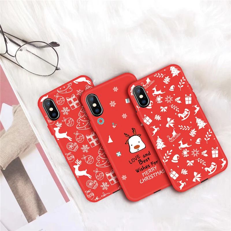 Чехол для телефона с красным узором iphone 5 8 6 1 2019 рождественские мягкие чехлы из