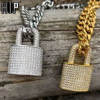 

Hip Hop Charm Bling Lock Iced Out Bling Cubic Zircon CZ Necklace & Pendant For Men Jewelry