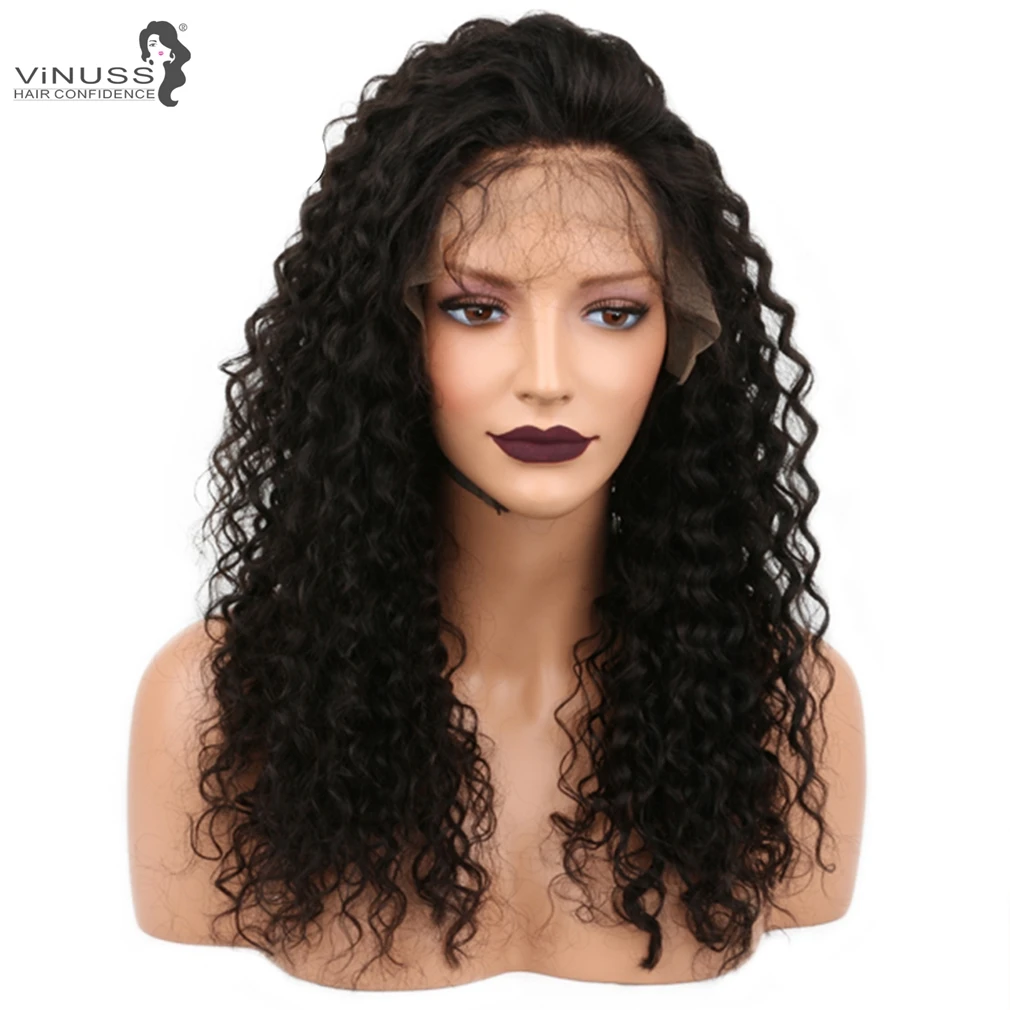 Vinuss 360 фронтальные человеческие волосы парики Джерри Кудрявые предварительно выщипанные Волосы Детские Волосы бразильские Remy